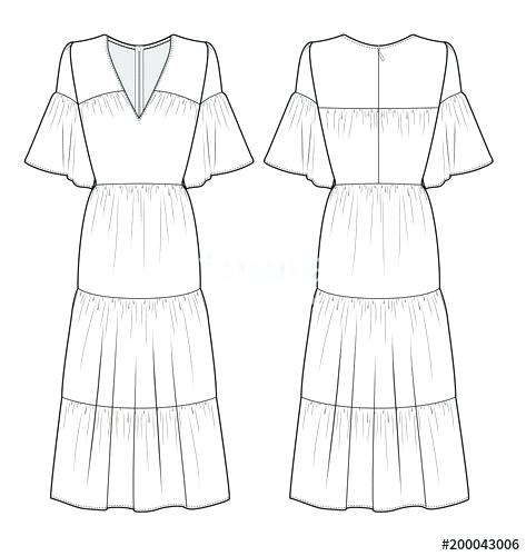 Dress Flat Sketch at PaintingValley.com | Explore collection of Dress ...