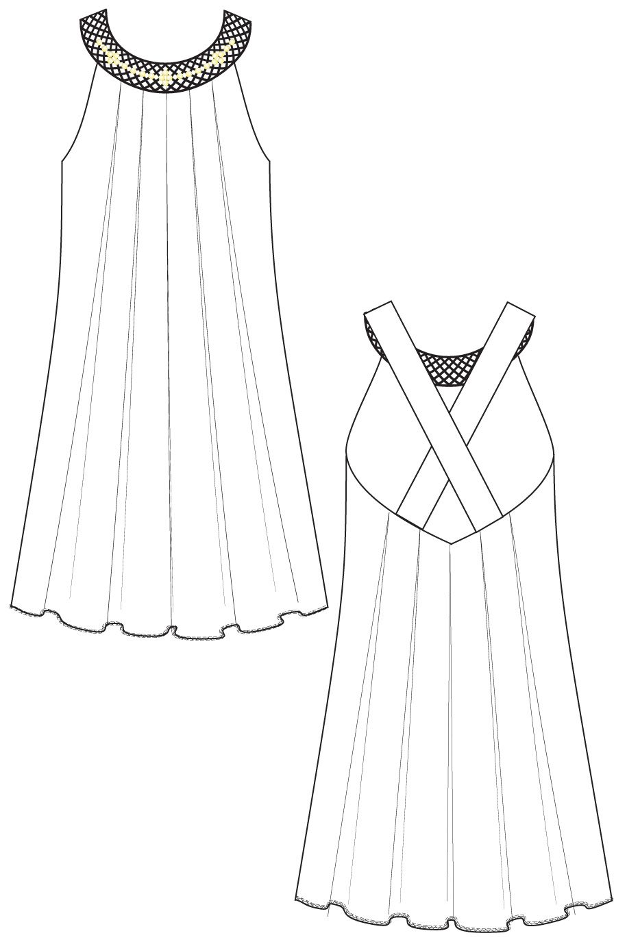 915x1375 Technical Design Dresses Dress Flat Sketches Clothing Line - Dress Flat Sketch