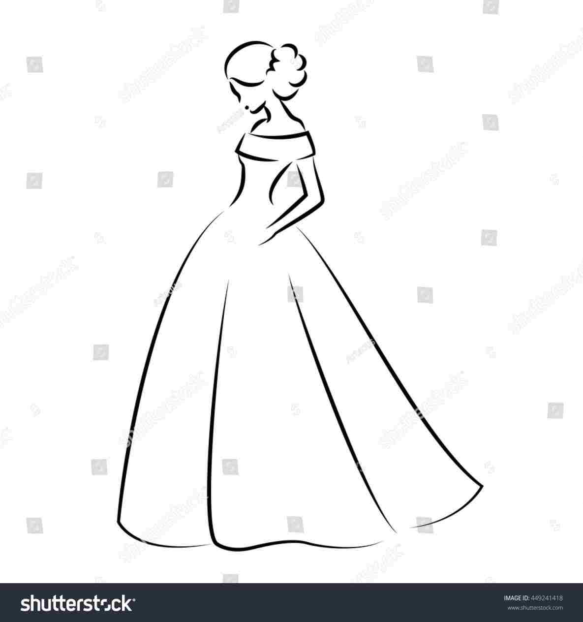Dress Outline Sketch at PaintingValley.com | Explore collection of ...