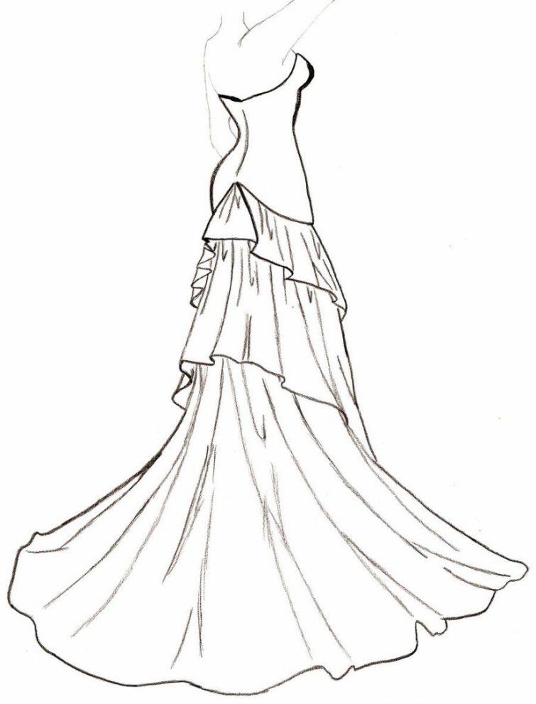 755x991 Wedding Dress Drawing Outline Wedding Dresses Trends, Designs - Dress Outline Sketch