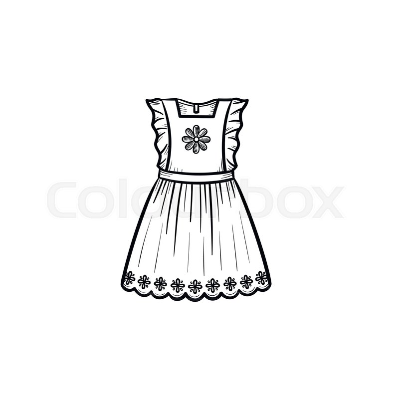 800x800 Baby Girl Dress Hand Drawn Outline Doodle Icon. Beautifull - Dress Outline Sketch