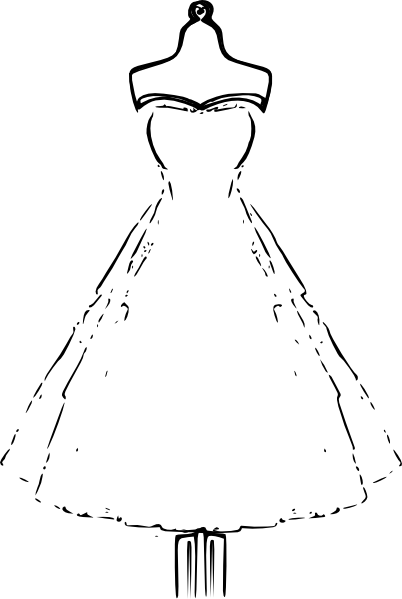 402x599 Collection Of Free Gowned Clipart Dress Outline. Download On Ubisafe - Dress Outline Sketch