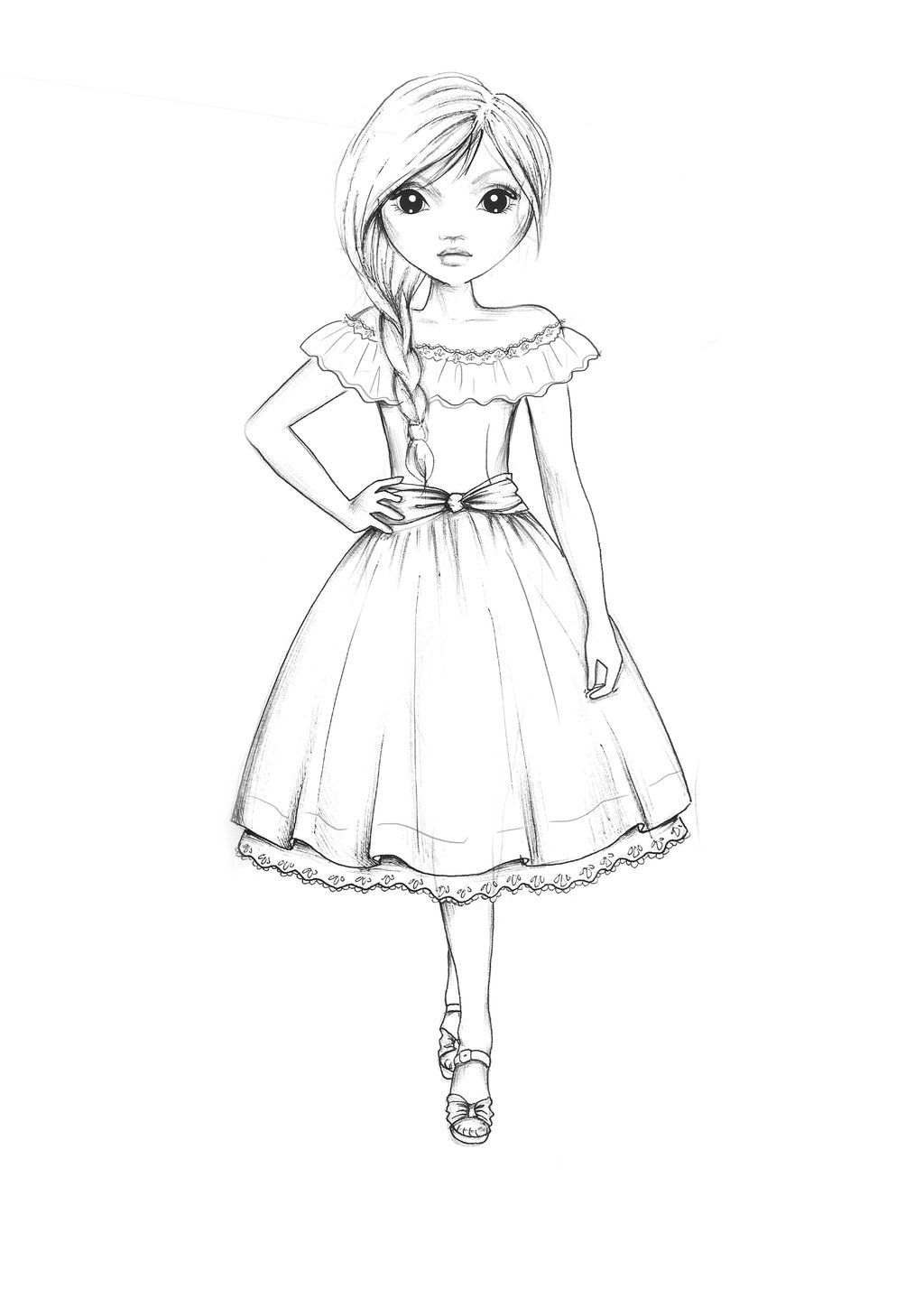 1024x1448 Country Style Dress Outline By Funandcake - Dress Outline Sketch