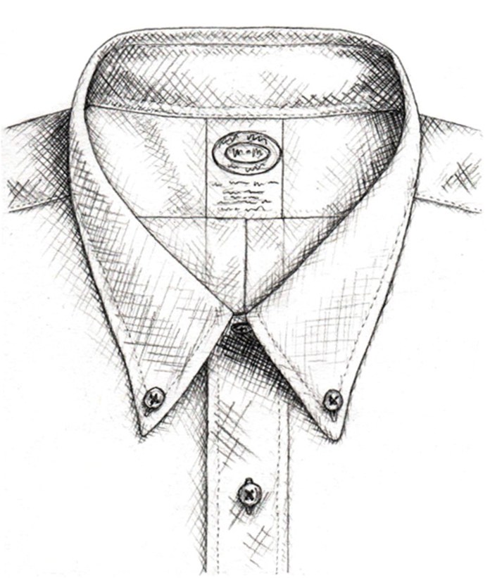 696x821 Dropping Knowledge The Button Down Collar Gq - Dress Shirt Sketch