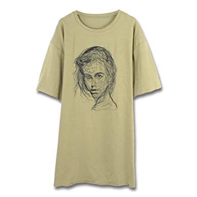 385x385 Summer Women Dress Sketch Print Casual Loose Short Sleeve Straight - Dress Shirt Sketch