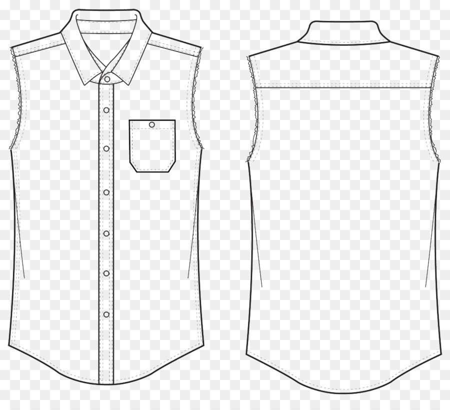 900x820 Dress Shirt White Sleeveless Shirt Pattern - Dress Shirt Sketch