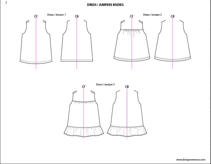 720x561 Kids Illustrator Flat Fashion Sketch Templates - Dress Sketch Template