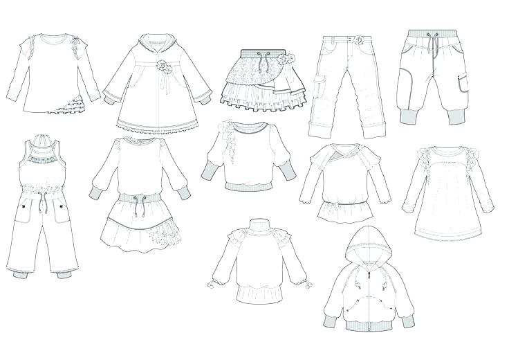 736x520 Baby Clothes Flat Sketch Template Isolated Stock Vector Royalty - Dress Sketch Template
