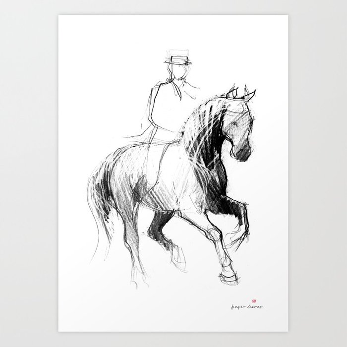 700x700 Dressage Horse Art Print By Paperhorses Society6 - Dressage Horse Sketch