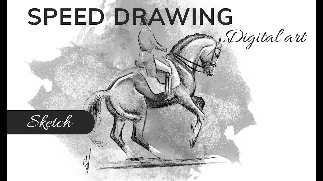 1280x720 Speed Digital Painting Dressage Horse Sketch - Dressage Horse Sketch