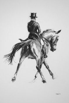 236x352 Impulsion Original Equine Art By Dressage By Dressagedoodles - Dressage Sketch