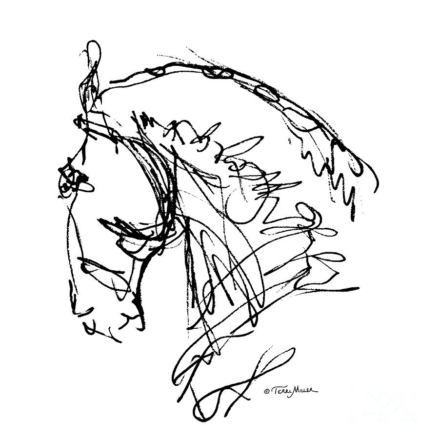 900x900 Dressage A Noble Nose Painting By Terri Miller - Dressage Sketch