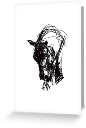 277x415 Dressage Horse Drawing Greeting Cards By Nina Smart Redbubble - Dressage Sketch