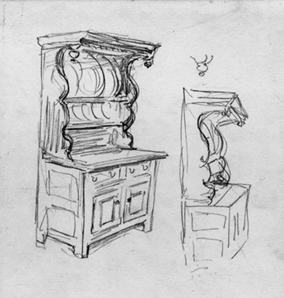 408x429 Beatrix Potter Furnishing The Imagination - Dresser Sketch