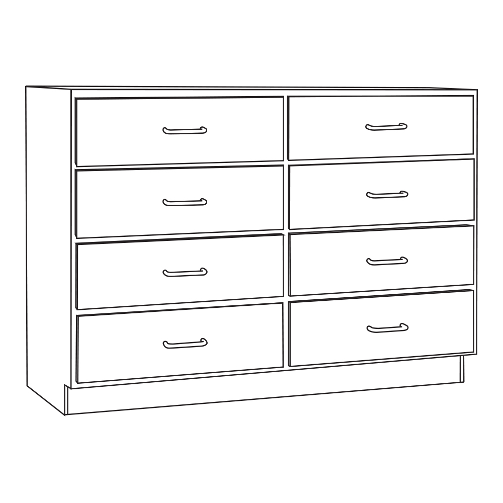 1000x1000 Progard Nu 20 Basic Double 4 Drawer Unit Laboratory Equipment - Dresser Sketch