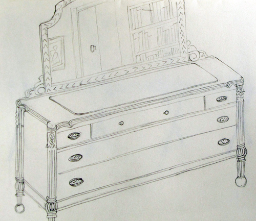 500x433 Blue Moon River The Sketchbook Challenge Sketches - Dresser Sketch