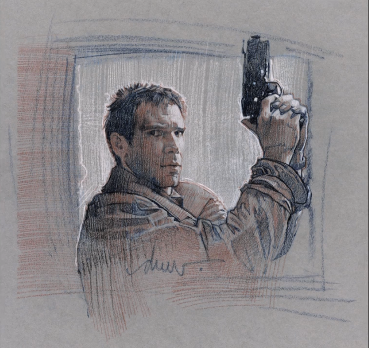 1280x1208 Drew Struzan Sketch Drawing Help Blade Runner - Drew Struzan Sketch