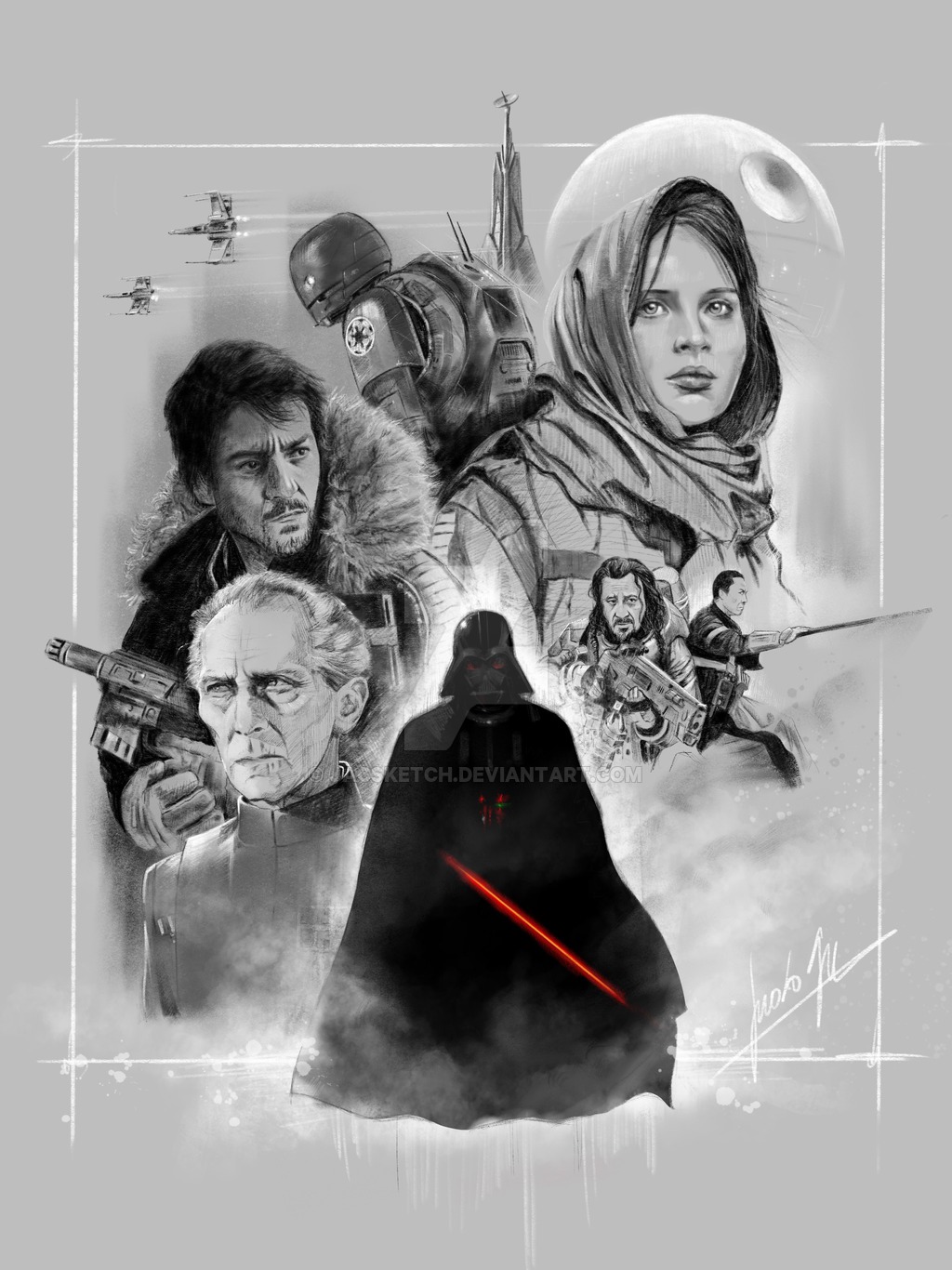 1024x1366 Rogue One Drew Struzan Style By Jacsketch - Drew Struzan Sketch