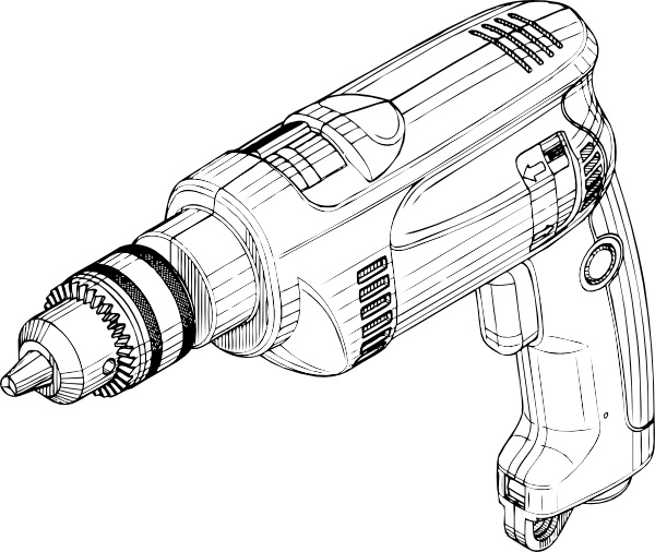 600x506 Electric Drill Clip Art Free Vector In Open Office Drawing Svg - Drill Sketch