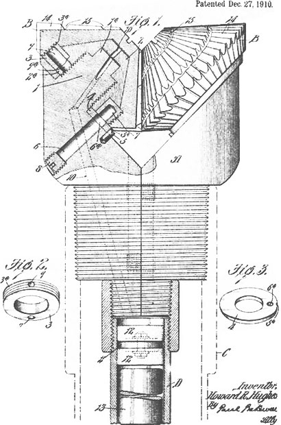 410x620 Hughes Two Cone Drill Bit - Drill Sketch