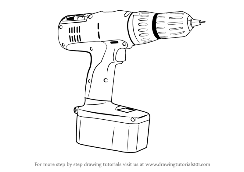 800x565 Learn How To Draw A Drill Machine (Tools) Step By Step Drawing - Drill Sketch