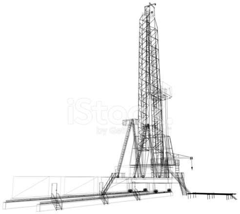 492x440 Oil Detailed Vector Illustration Stock Photos - Drilling Rig Sketch