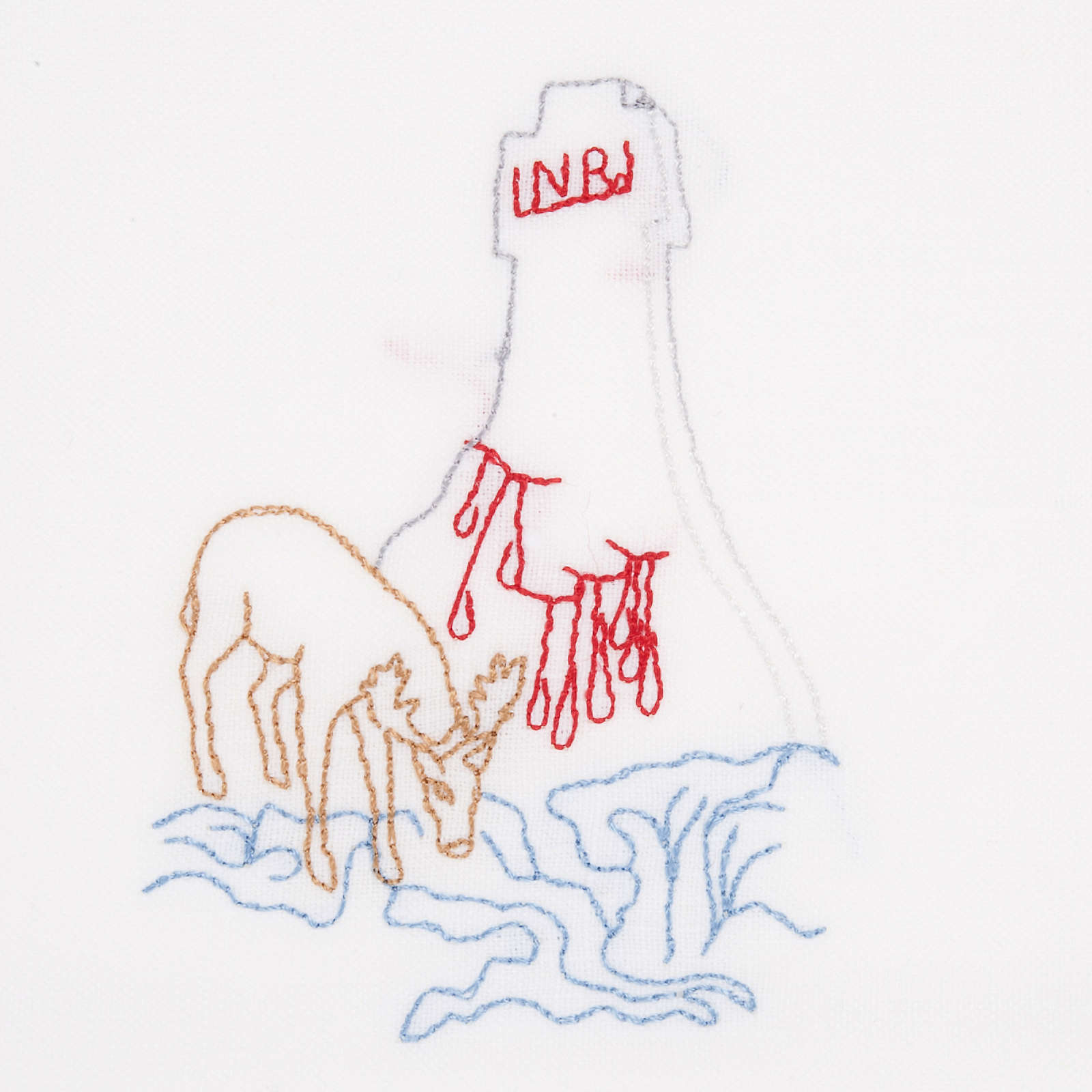 1600x1600 Mass Linens With Bleeding Cross And Deer Drinking Water Online - Drinking Water Sketch