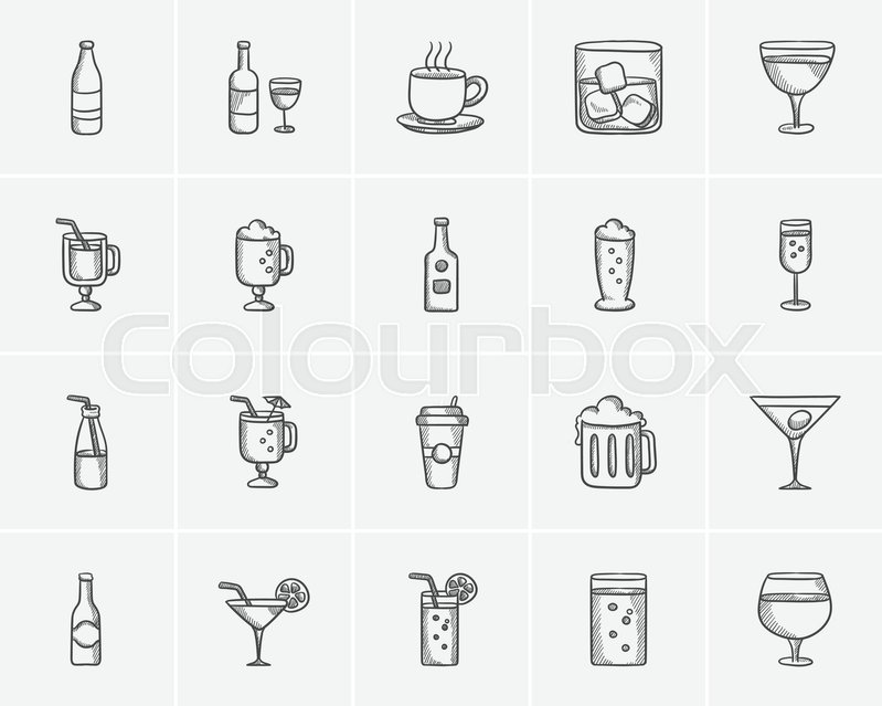799x639 Drinks Sketch Icon Set For Web, Mobile And Infographics. Hand - Drinks Sketch