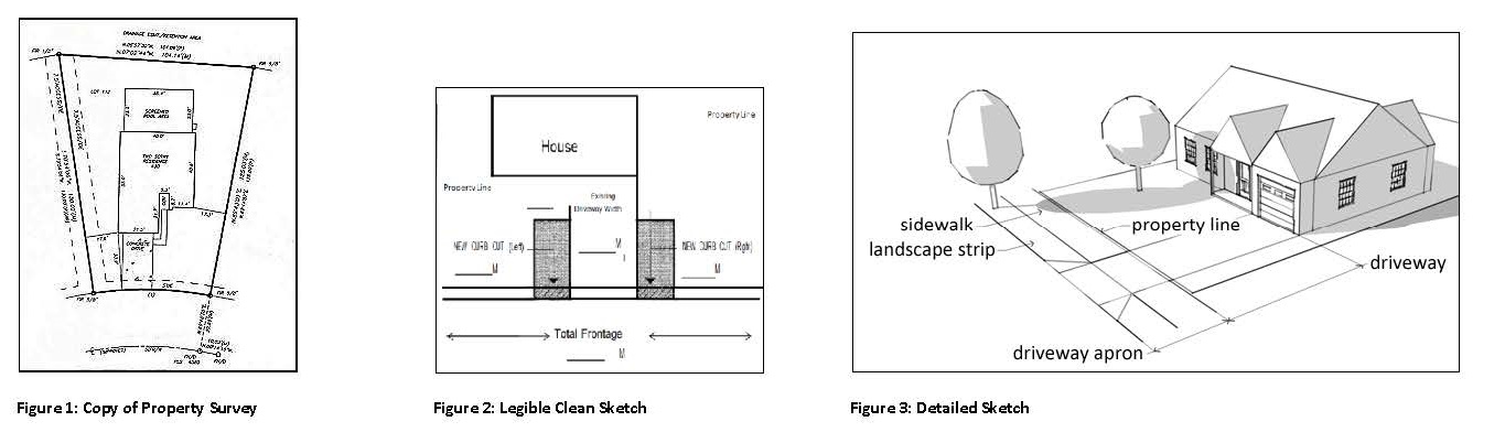 1365x402 Driveway Widening And Curb Cuts - Driveway Sketch