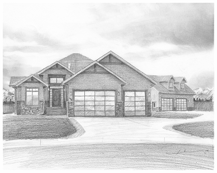 700x560 Mountain Mansion - Driveway Sketch