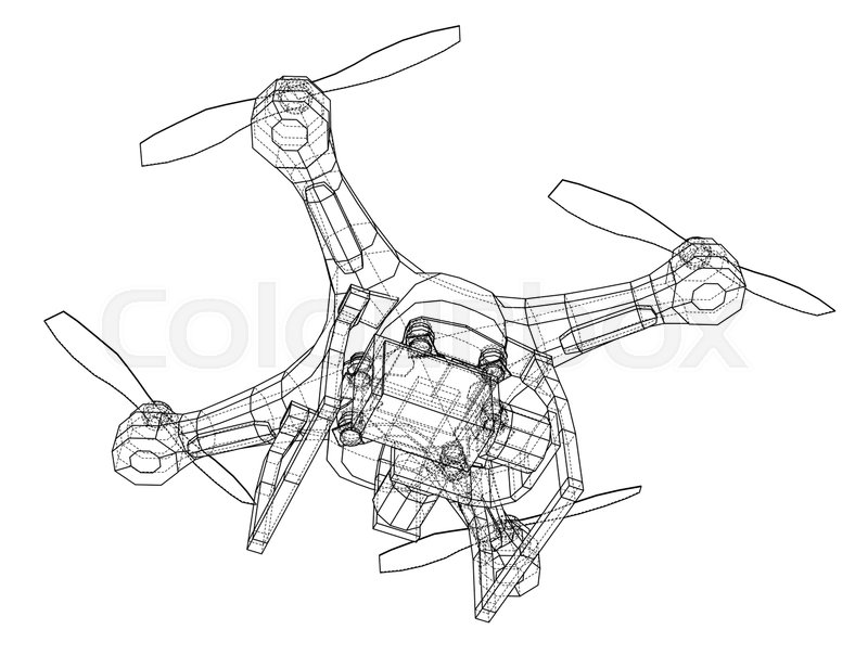 800x604 Qadrocopter Or Drone. Vector Rendering Of 3d. Wire Frame Style - Drone Sketch