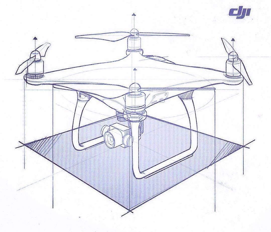 1080x926 Dji Phantom 4 Sketch By @sekido.co - Drone Sketch
