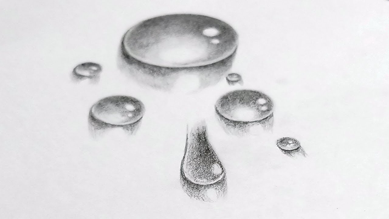 1280x720 How To Draw Very Realistic Water Drop Pencil Sketch Drawing - Drop Sketch