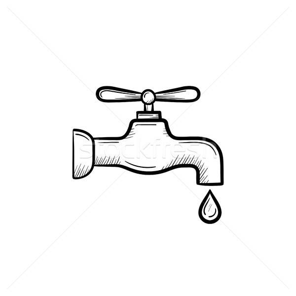 600x600 Water Pipe With Clean Drop Drawn Sketch Icon. Vector Illustration - Drop Sketch