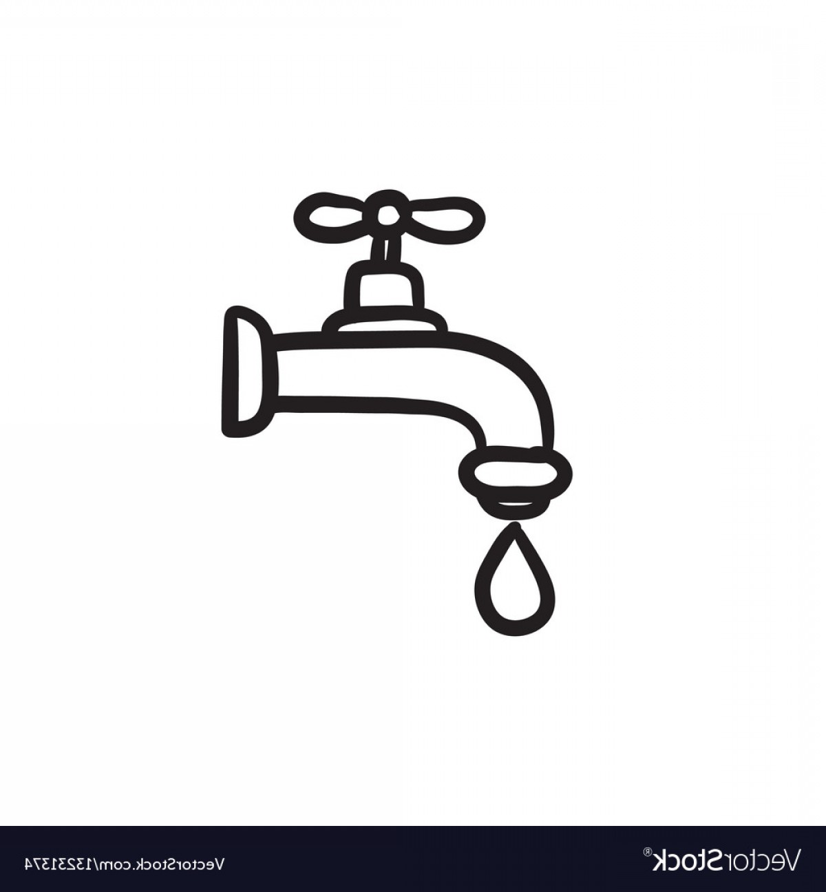 1200x1296 Faucet With Water Drop Sketch Icon Vector Geekchicpro - Drop Sketch