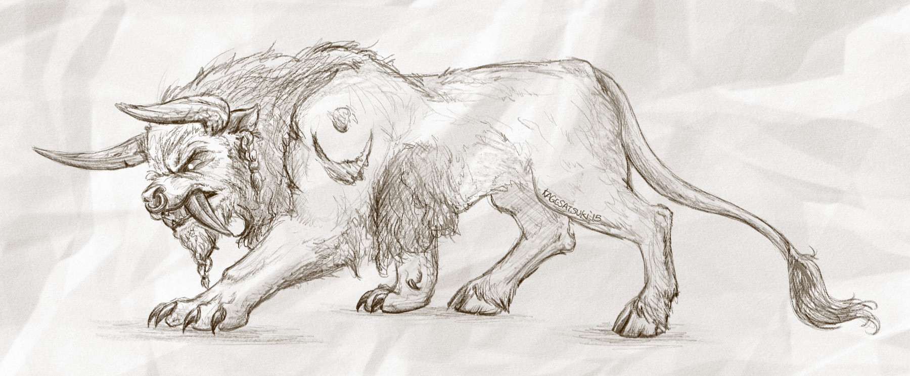 1800x745 Random Sketch Of Tauren Druid Shapeshift Gone Slightly Awry. K - Druid Sketch