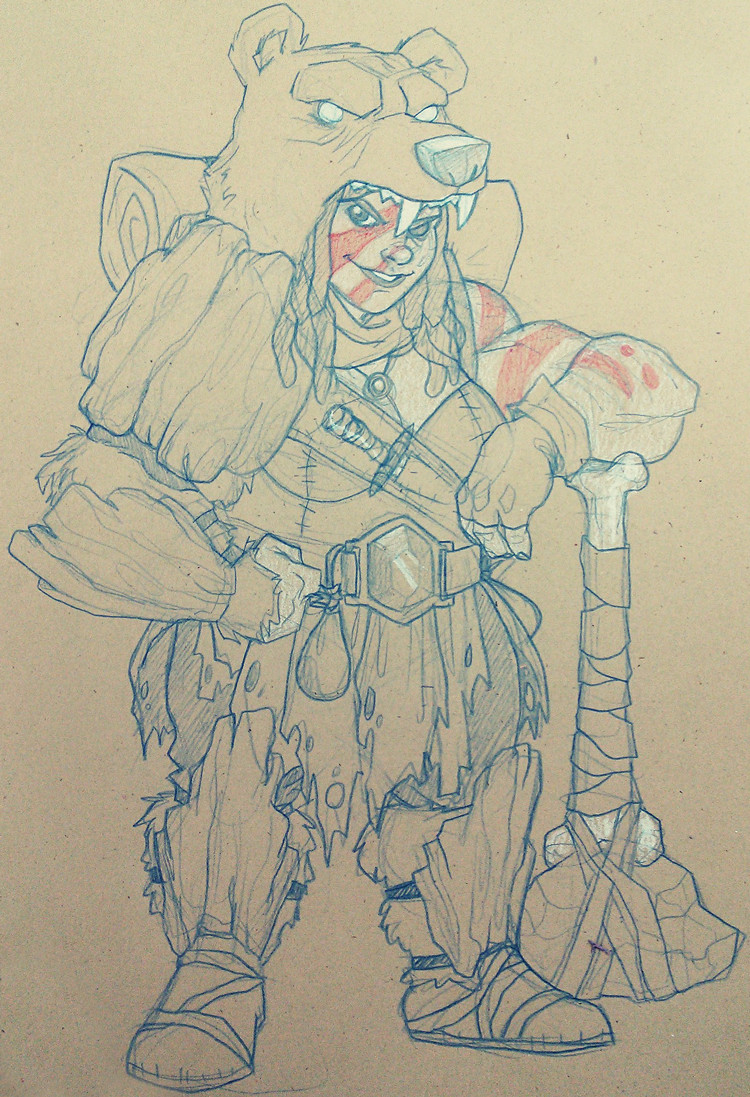 750x1097 Dampd Dwarf Druid Sketch - Druid Sketch