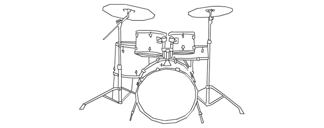 668x264 Drum Kit Sketch Sketch Coloring Page - Drum Kit Sketch