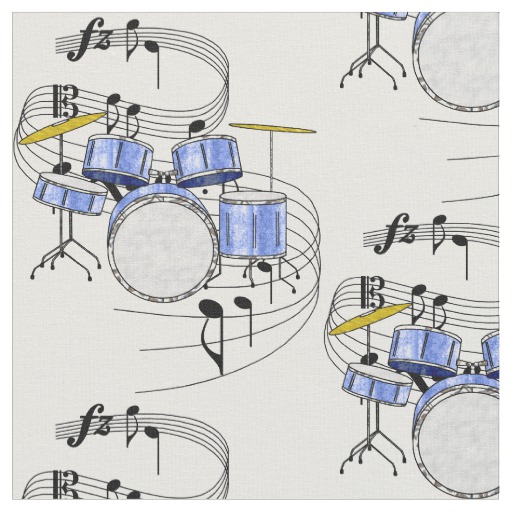 512x512 Drum Set Fabric - Drum Set Sketch