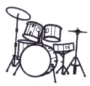 300x286 Drum Set Outline Embroidery Design By Starbird Inc. - Drum Set Sketch