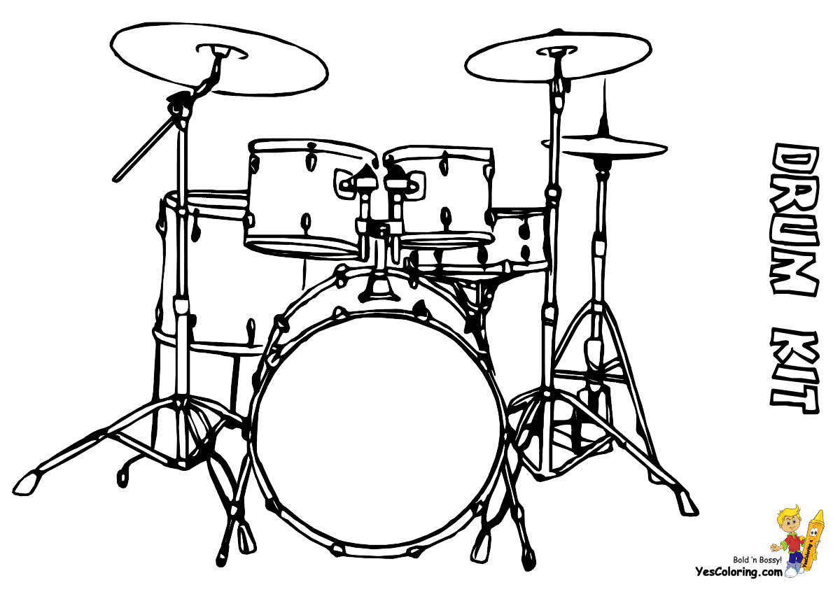 1200x849 Pounding Drums Printables Free Conga Percussions Drum Coloring - Drum Set Sketch