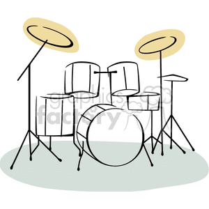 300x300 Royalty Free Drum Set 150109 Vector Clip Art Image - Drum Set Sketch