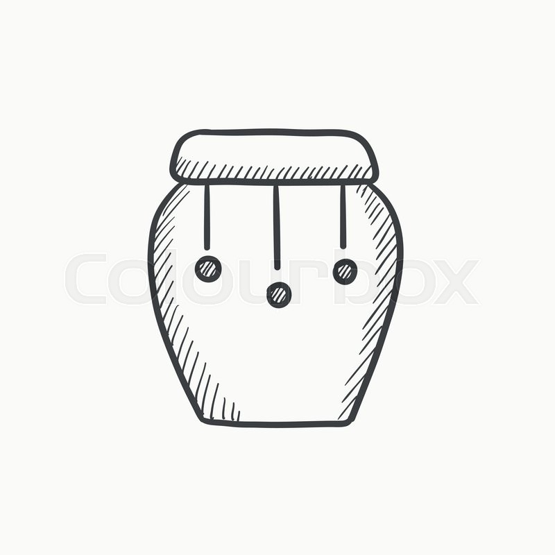 800x800 Drum Instrument Vector Sketch Icon Isolated On Background. Hand - Drum Sketch