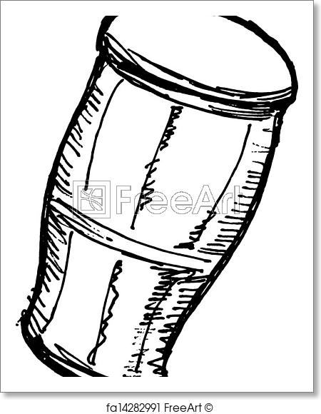 450x580 Free Art Print Of Indian Drum. Hand Drawn, Sketch, Cartoon - Drum Sketch