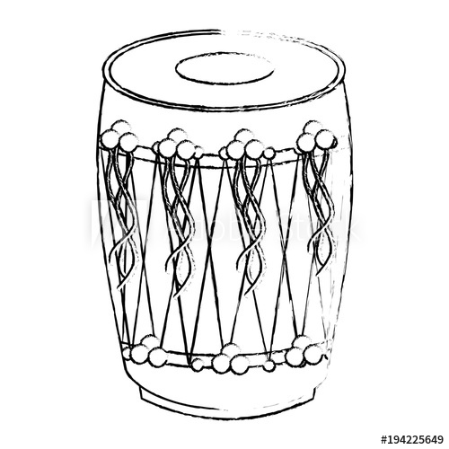 500x500 Musical Instrument Punjabi Drum Dhol Indian Traditional Vector - Drum Sketch