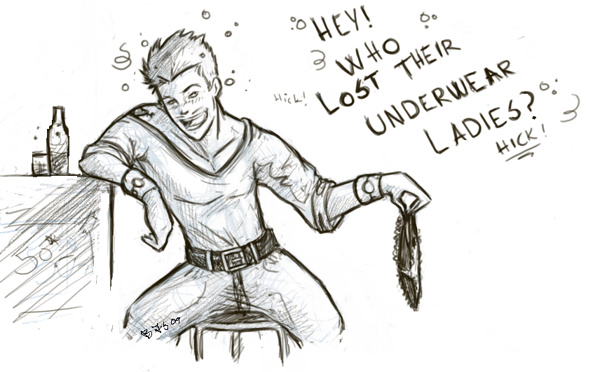 866x531 Drunk Man With Ladies Underwea By Fomle Chan - Drunk Man Sketch