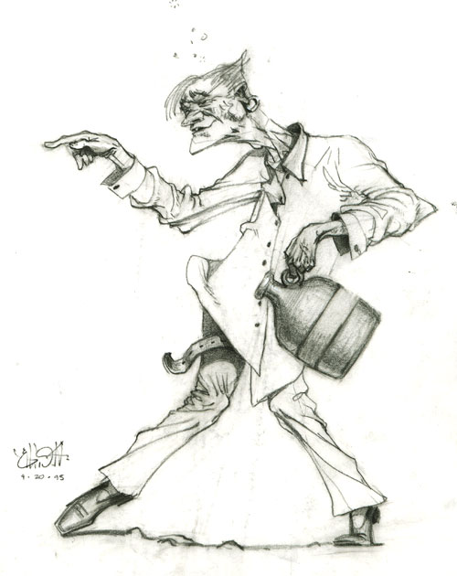 500x630 Human Characters Craig Elliott Gallery - Drunk Man Sketch