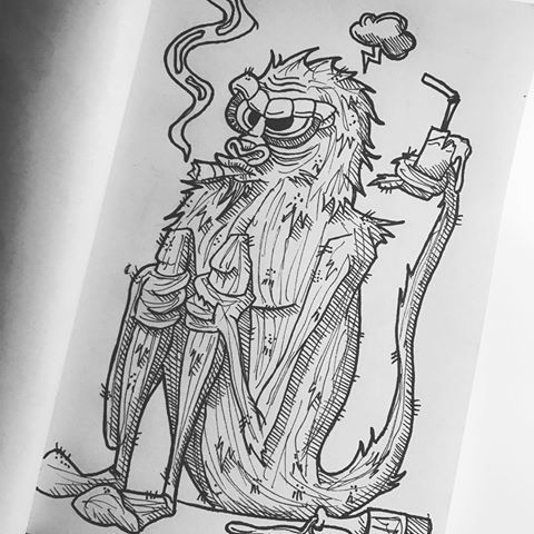 480x480 Maurice The Drunk Angry Monkey Man - Drunk Man Sketch