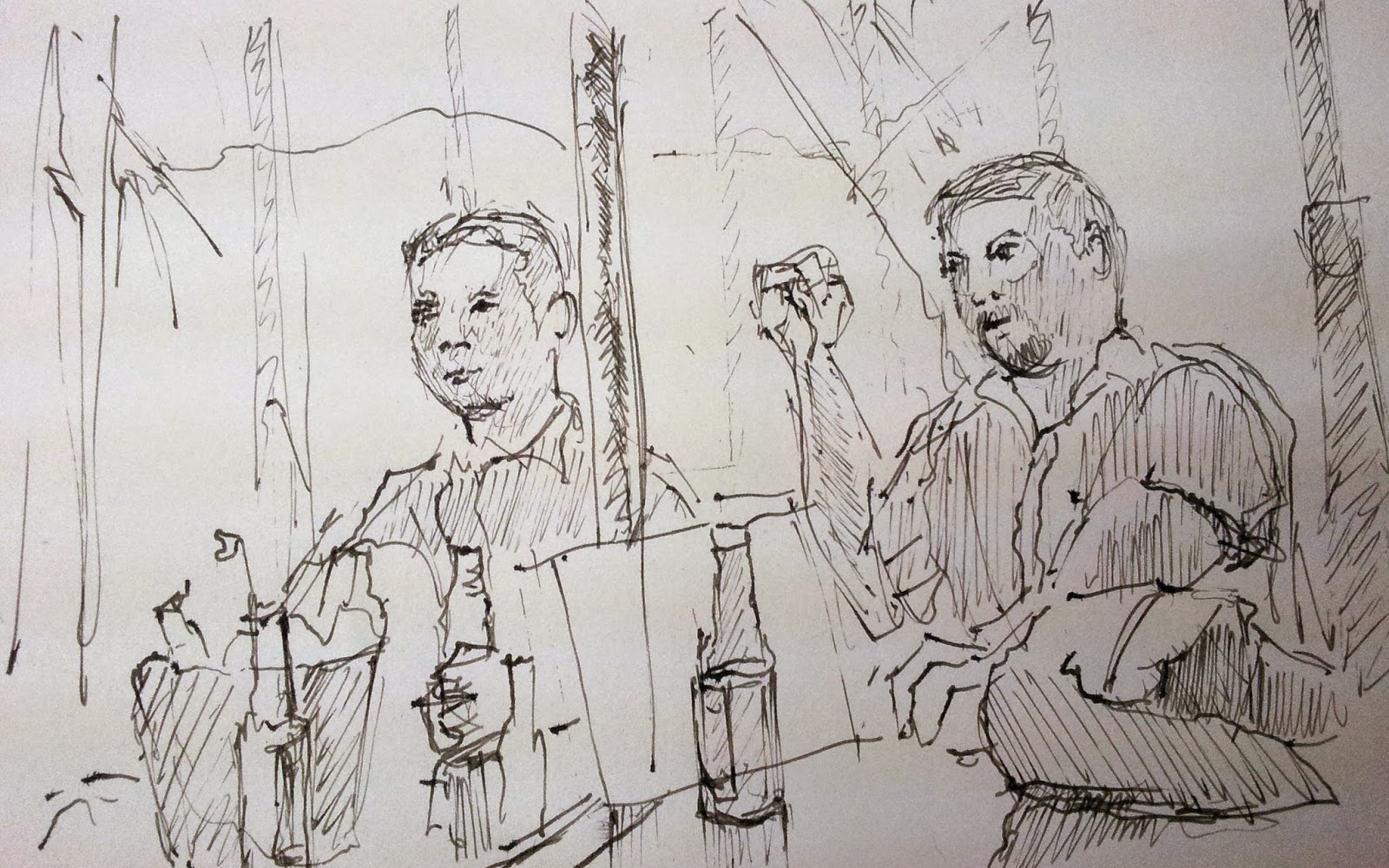 1600x1000 A Walk With Man Pen And Ink Sketch Dump - Drunk Man Sketch