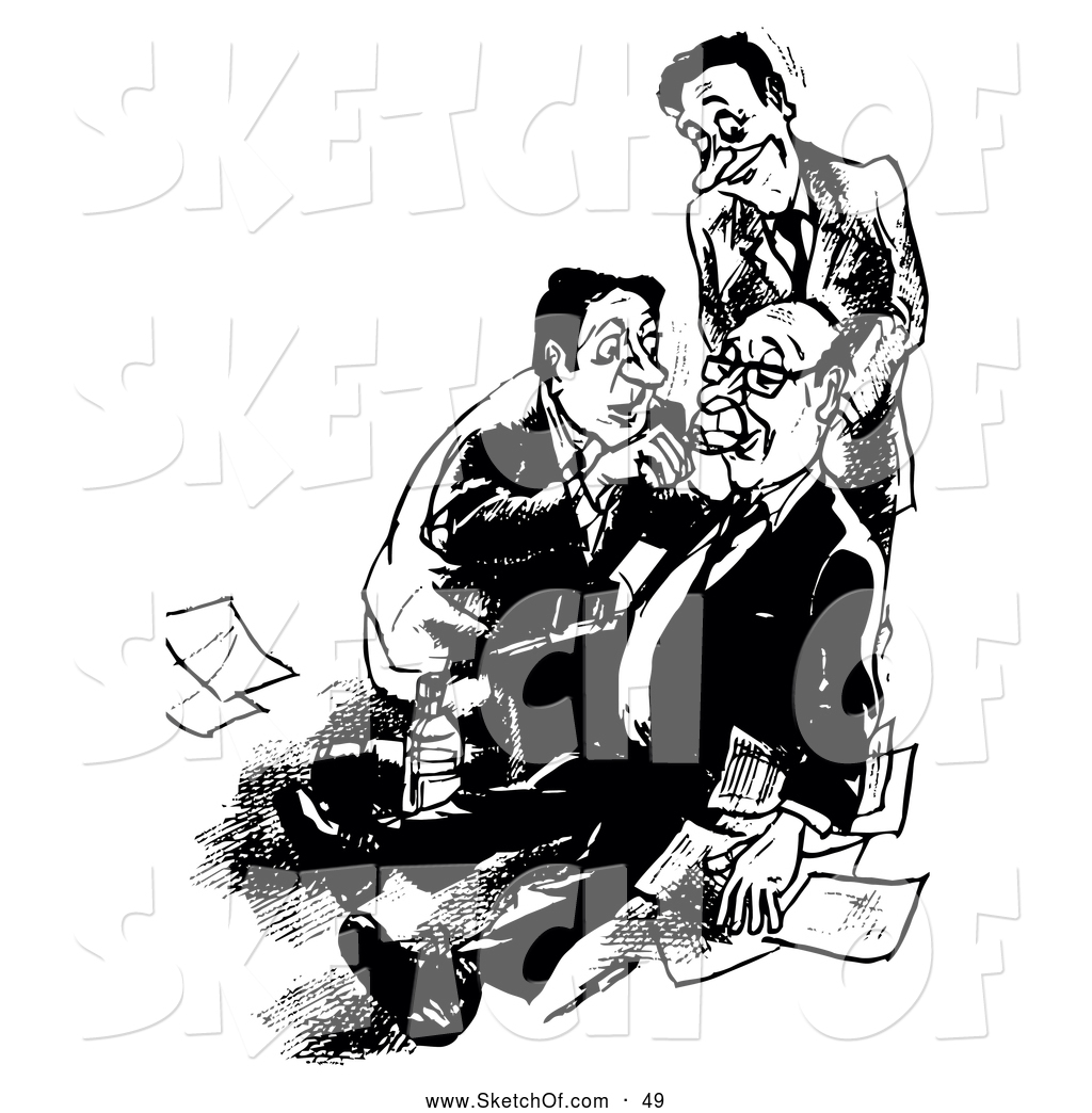1024x1044 Drawing Of A Greyscale Black And White Sketch Of Men Checking To - Drunk Man Sketch